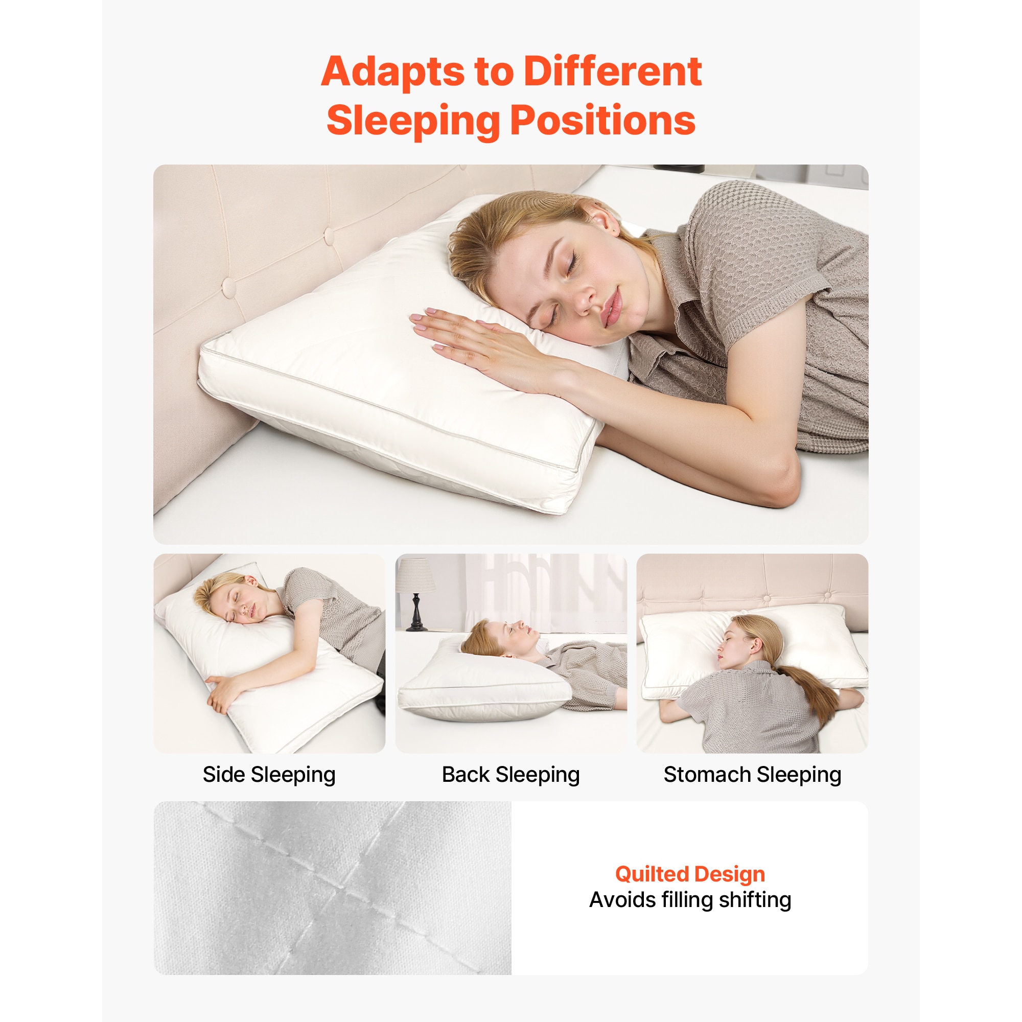 Luxury Hotel Bed Pillows Set Of 2 Supportive Down Alternative White_voghion.com